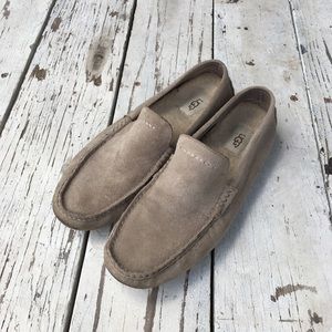 MEN UGGS SHERPA FUR LINED SUEDE LOAFERS